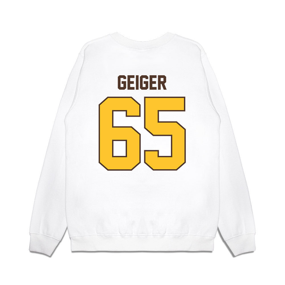 Wyoming - NCAA Football : Nathan Geiger - Vintage Helmet Premium Crewneck Sweatshirt-1