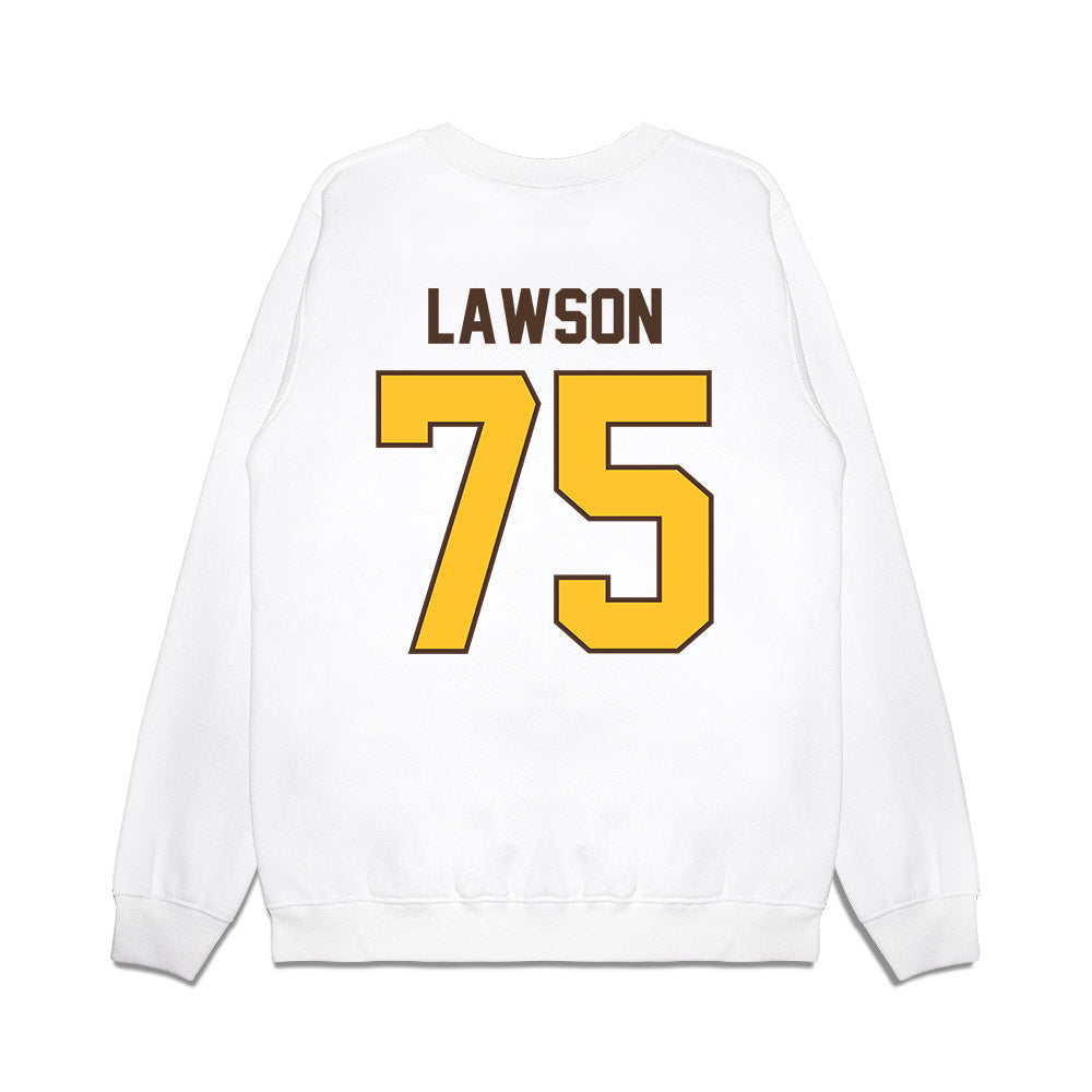 Wyoming - NCAA Football : Cooper Lawson - Vintage Helmet Premium Crewneck Sweatshirt-1