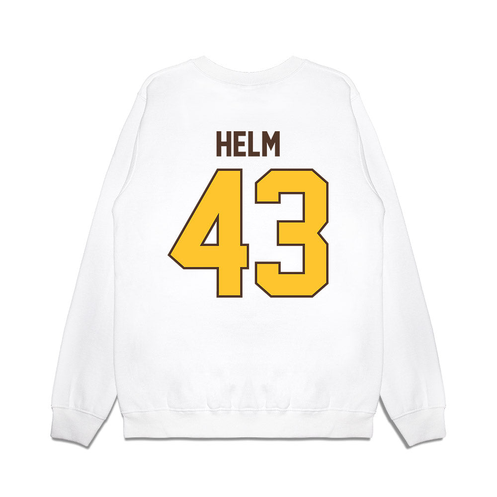 Wyoming - NCAA Football : Gavyn Helm - Vintage Helmet Premium Crewneck Sweatshirt-1