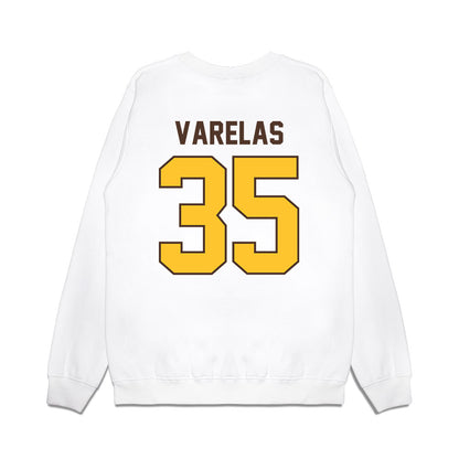 Wyoming - NCAA Football : Nikos Varelas - Vintage Helmet Premium Crewneck Sweatshirt-1