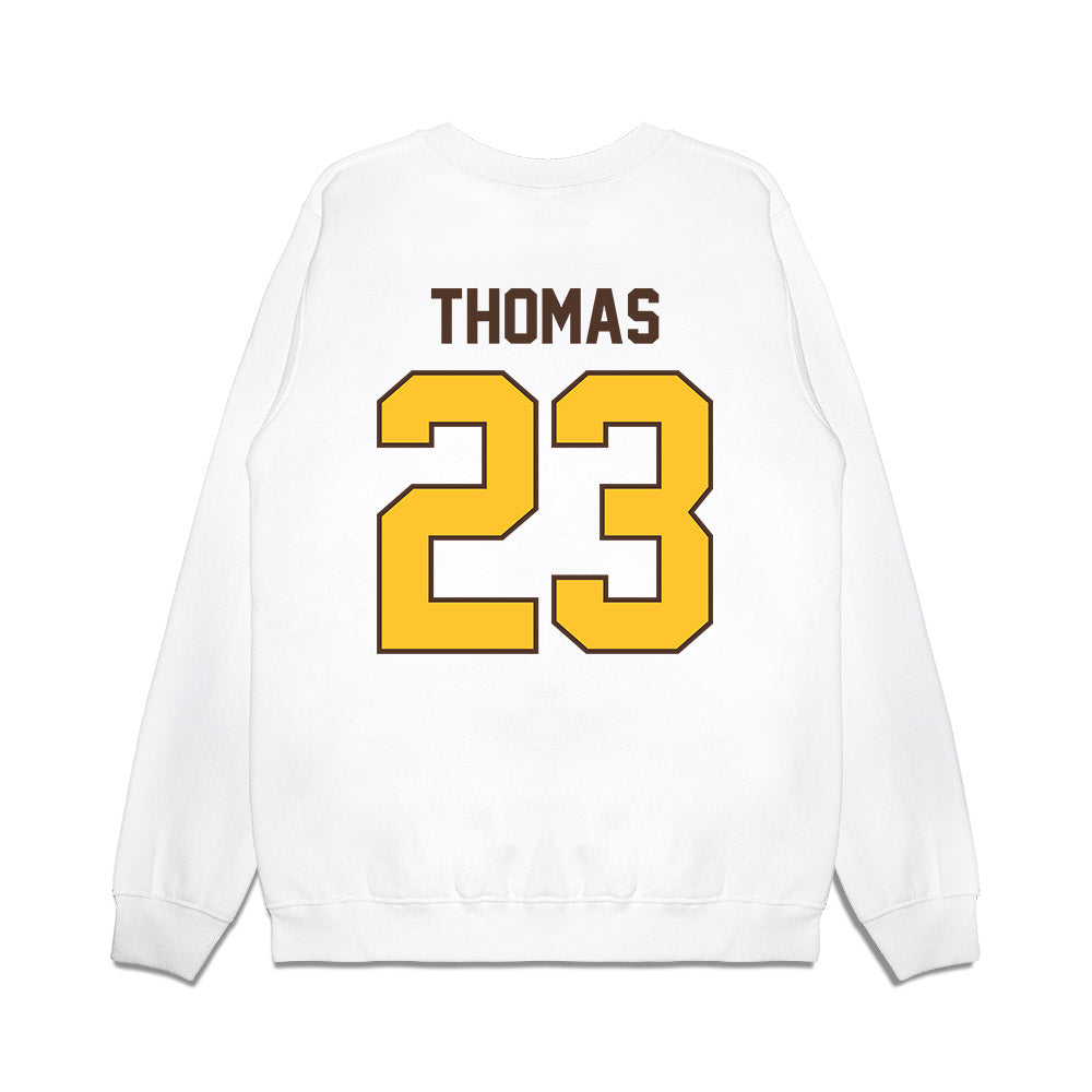 Wyoming - NCAA Football : Jones Thomas - Vintage Helmet Premium Crewneck Sweatshirt-1