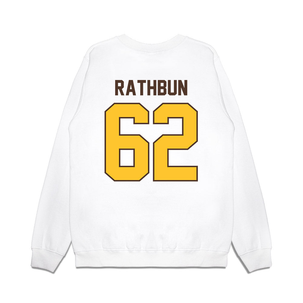 Wyoming - NCAA Football : Spencer Rathbun - Vintage Helmet Premium Crewneck Sweatshirt-1