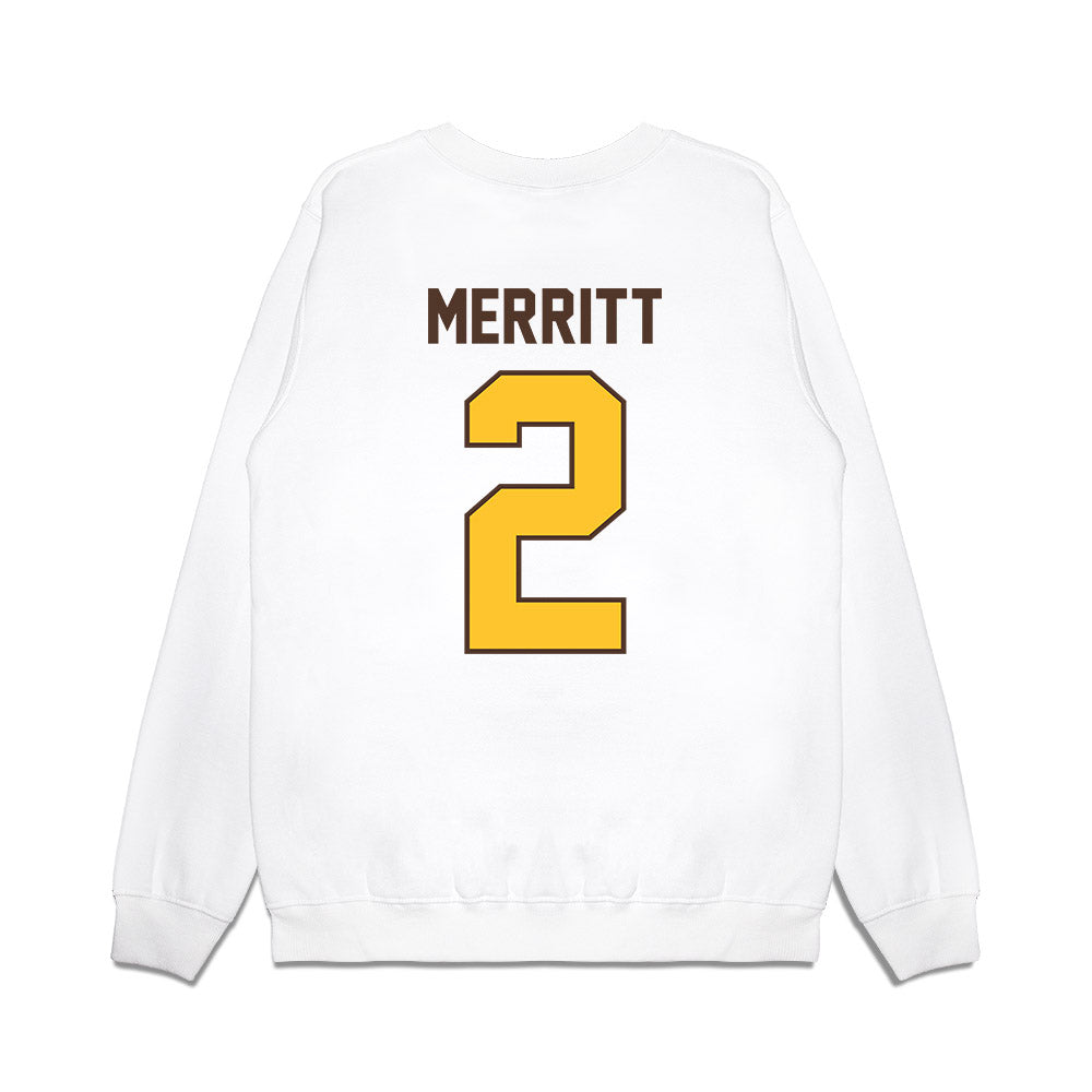 Wyoming - NCAA Football : Caleb Merritt - Vintage Helmet Premium Crewneck Sweatshirt-1