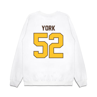 Wyoming - NCAA Football : Carson York - Vintage Helmet Premium Crewneck Sweatshirt-1