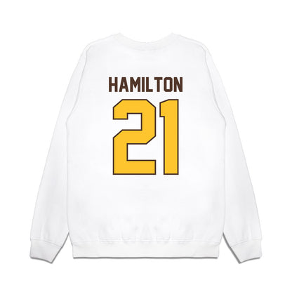 Wyoming - NCAA Football : Nico Hamilton - Vintage Helmet Premium Crewneck Sweatshirt-1