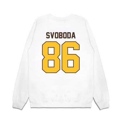 Wyoming - NCAA Football : Evan Svoboda - Vintage Helmet Premium Crewneck Sweatshirt-1