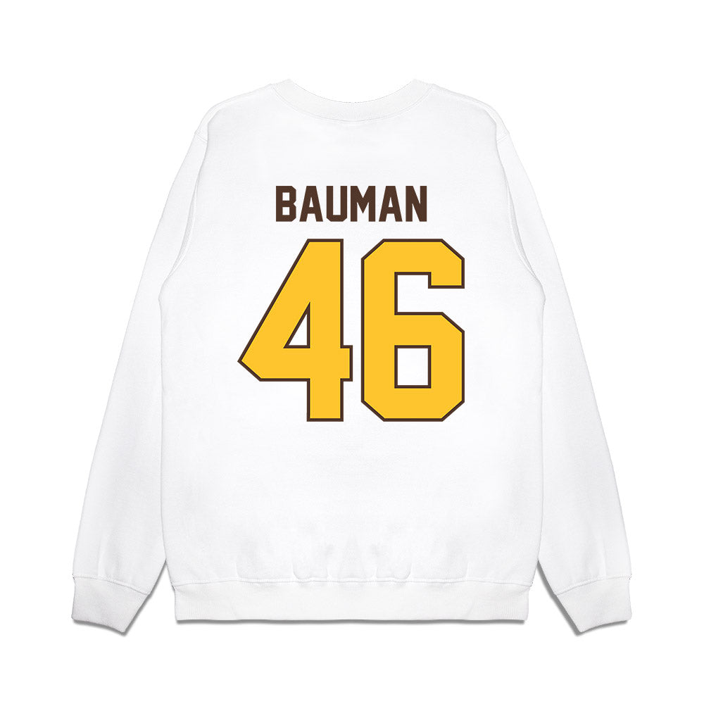 Wyoming - NCAA Football : Dash Bauman - Vintage Helmet Premium Crewneck Sweatshirt-1