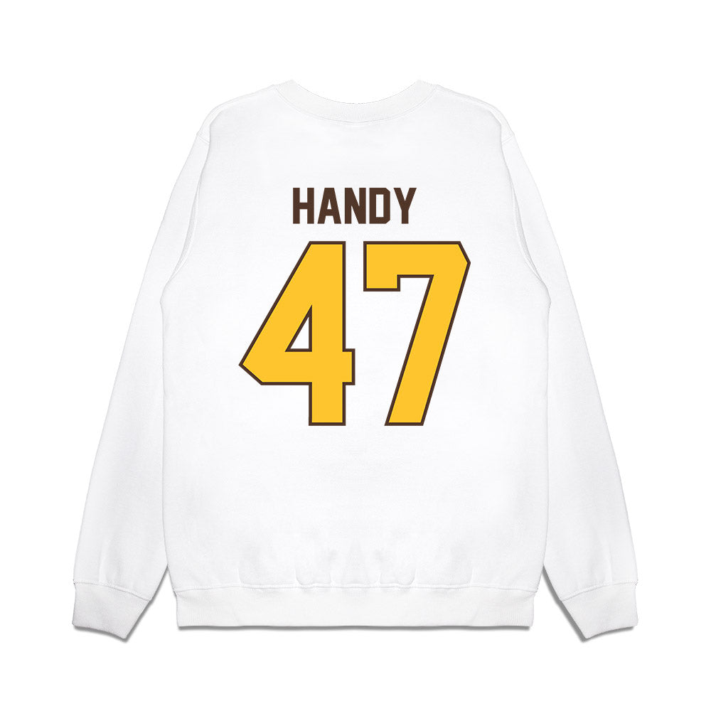 Wyoming - NCAA Football : Jason Handy - Vintage Helmet Premium Crewneck Sweatshirt-1