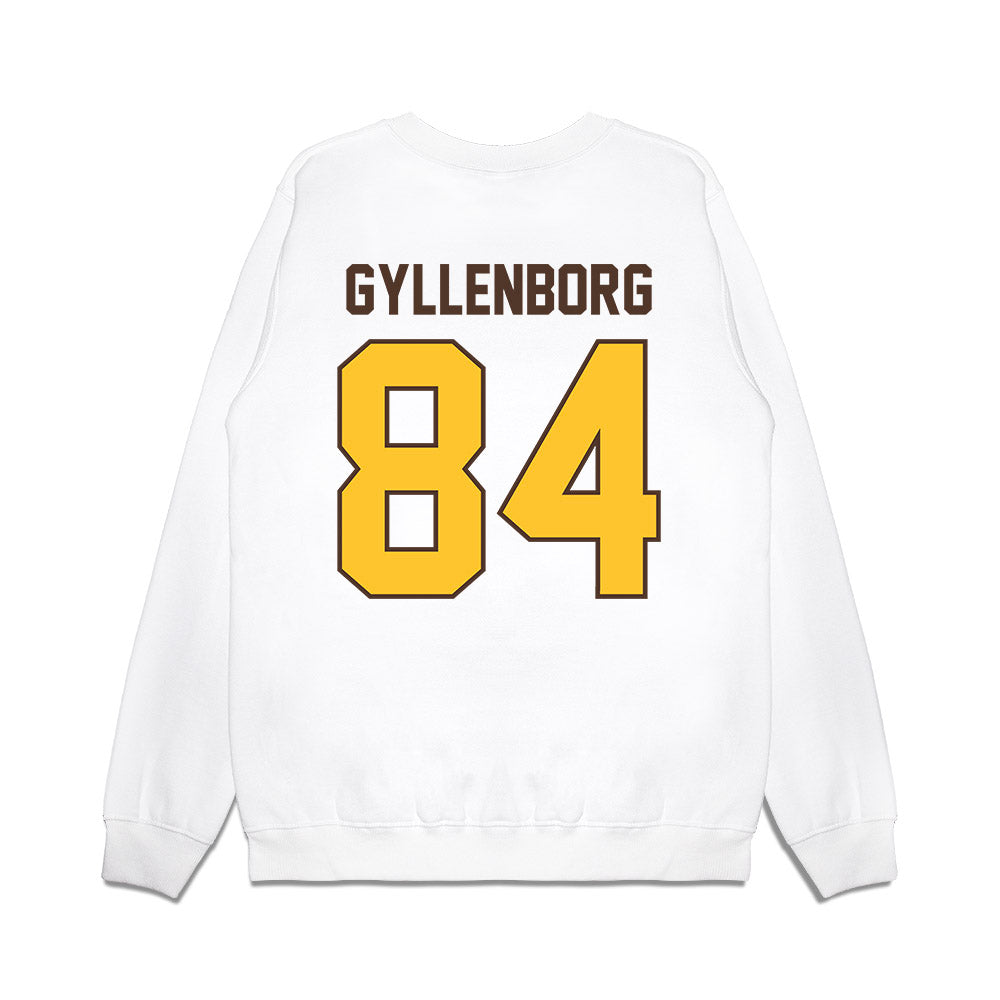Wyoming - NCAA Football : John Michael Gyllenborg - Vintage Helmet Premium Crewneck Sweatshirt-1