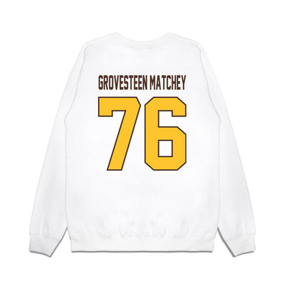 Wyoming - NCAA Football : Quinn Grovesteen Matchey - Vintage Helmet Premium Crewneck Sweatshirt-1