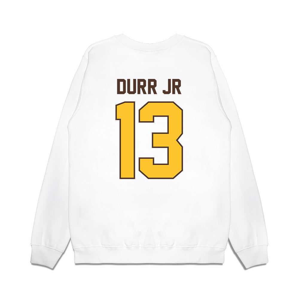 Wyoming - NCAA Football : Chris Durr jr - Vintage Helmet Premium Crewneck Sweatshirt-1