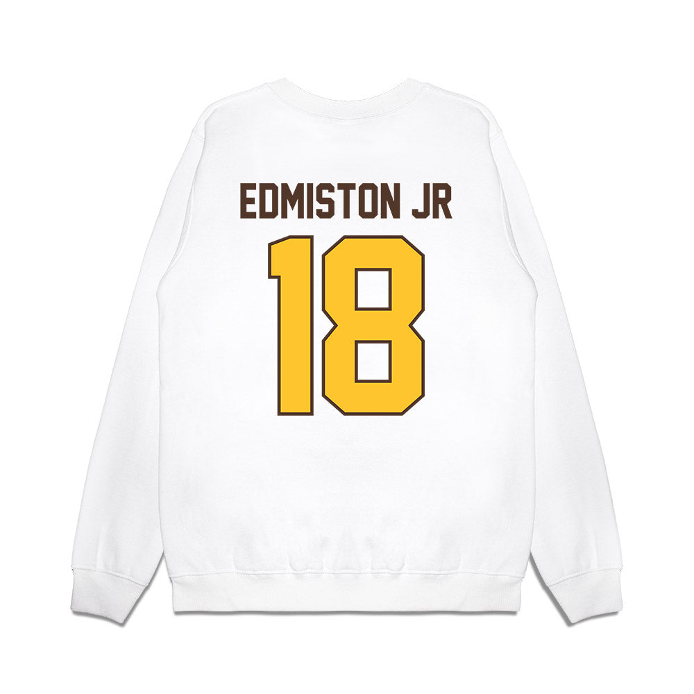 Wyoming - NCAA Football : Bart Edmiston Jr - Vintage Helmet Premium Crewneck Sweatshirt-1