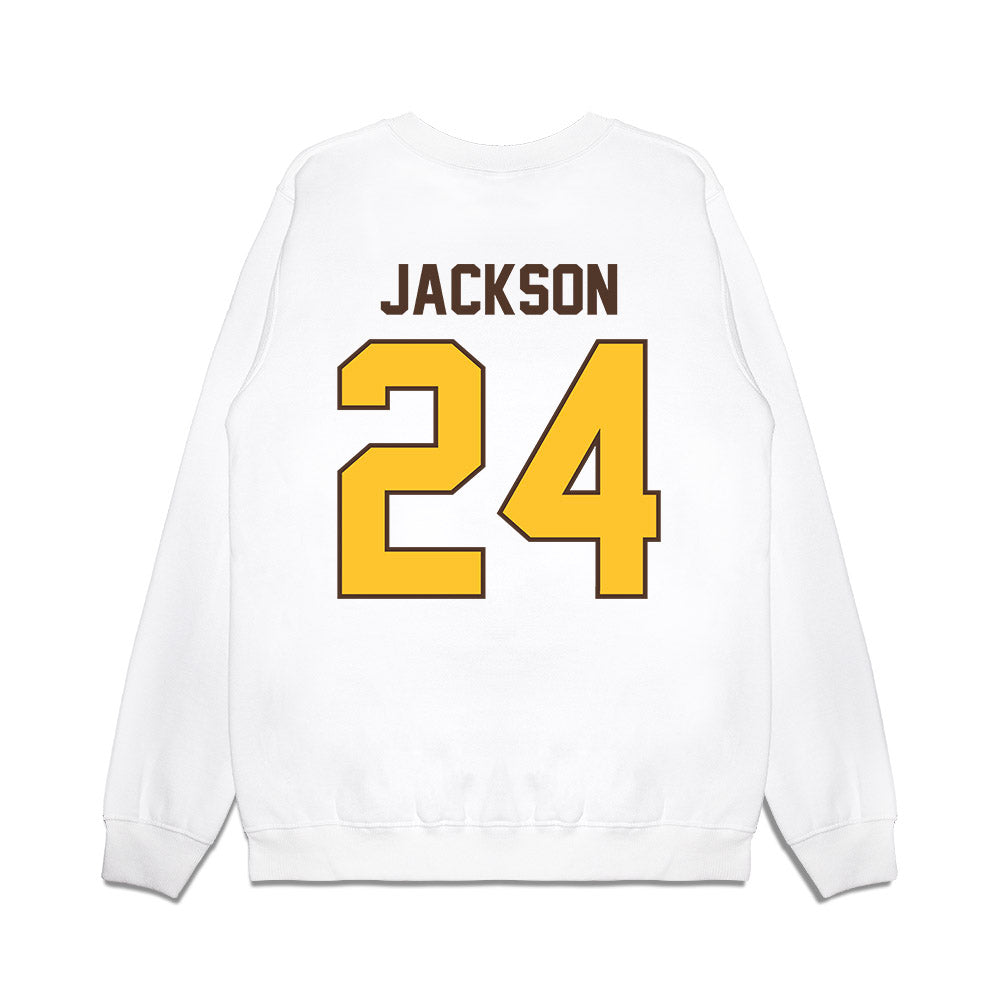 Wyoming - NCAA Football : Drew Jackson - Vintage Helmet Premium Crewneck Sweatshirt-1
