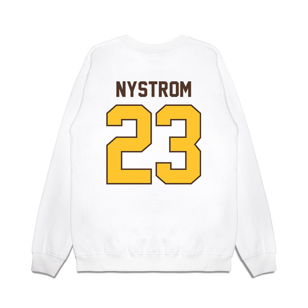 Wyoming - NCAA Football : Tyler Nystrom - Vintage Helmet Premium Crewneck Sweatshirt-1