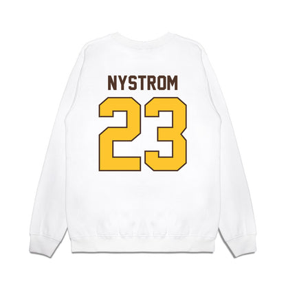 Wyoming - NCAA Football : Tyler Nystrom - Vintage Helmet Premium Crewneck Sweatshirt-1