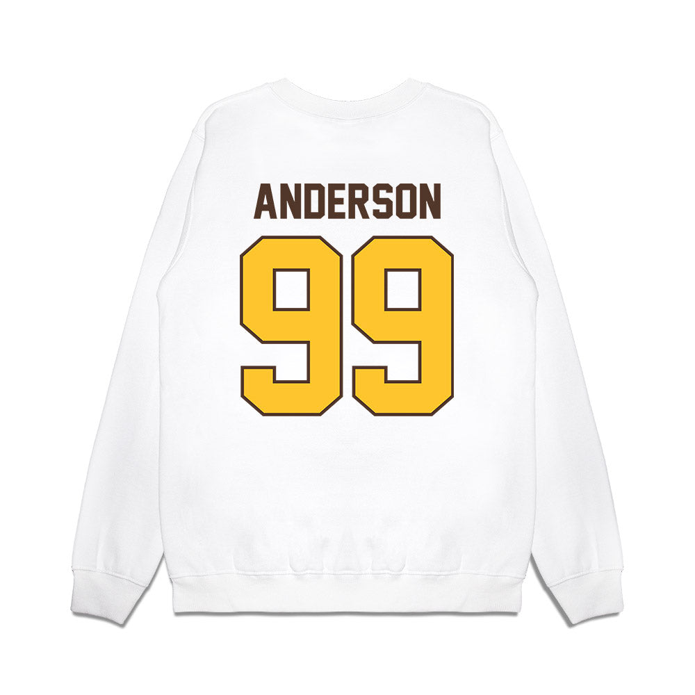Wyoming - NCAA Football : Keelan Anderson - Vintage Helmet Premium Crewneck Sweatshirt-1