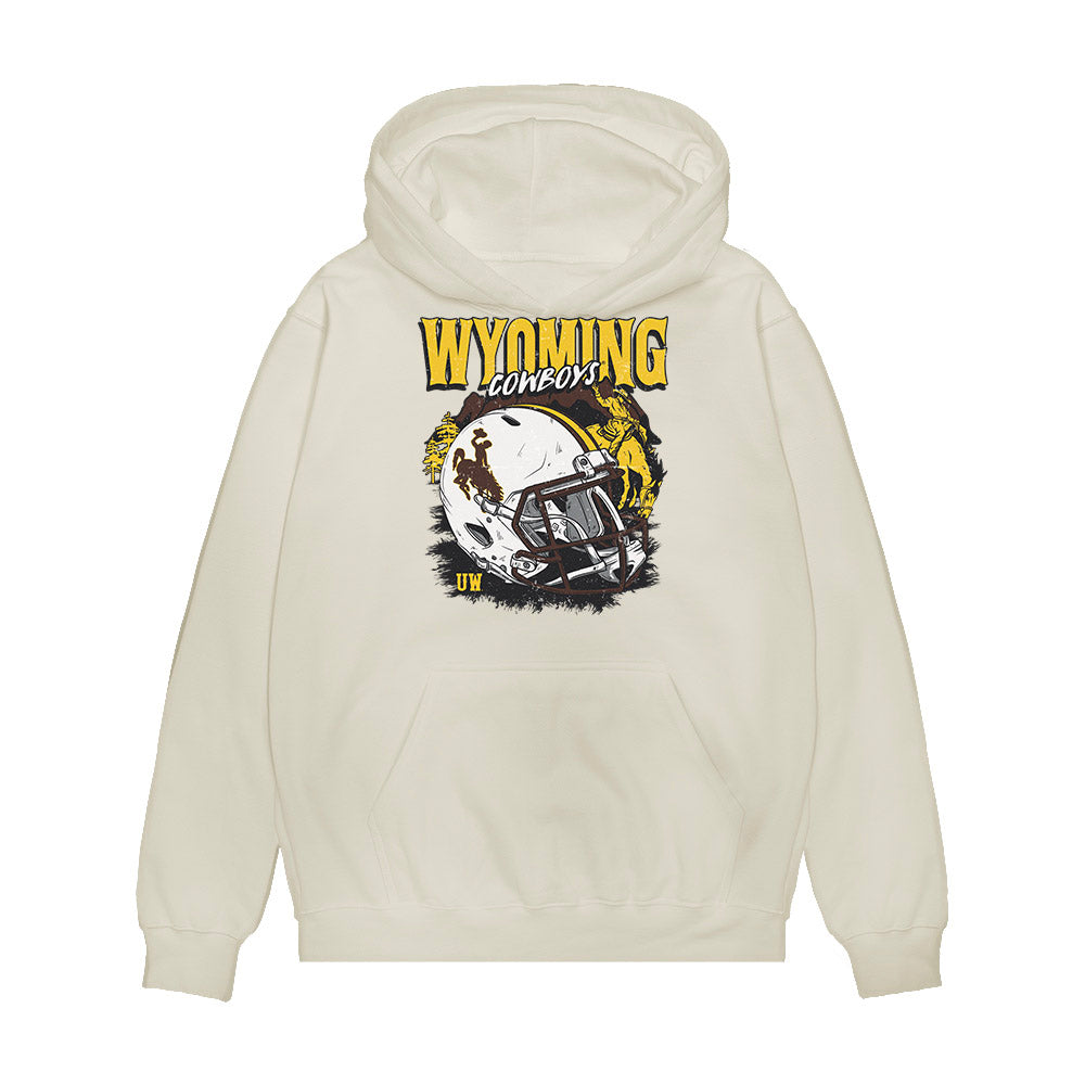 Wyoming - NCAA Football : Justin Erb - Vintage Helmet Premium Hooded Sweatshirt-0