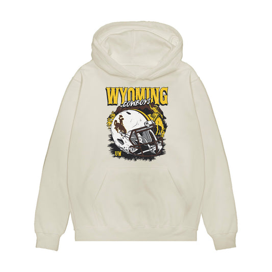 Wyoming - NCAA Football : Gavyn Helm - Vintage Helmet Premium Hooded Sweatshirt-0