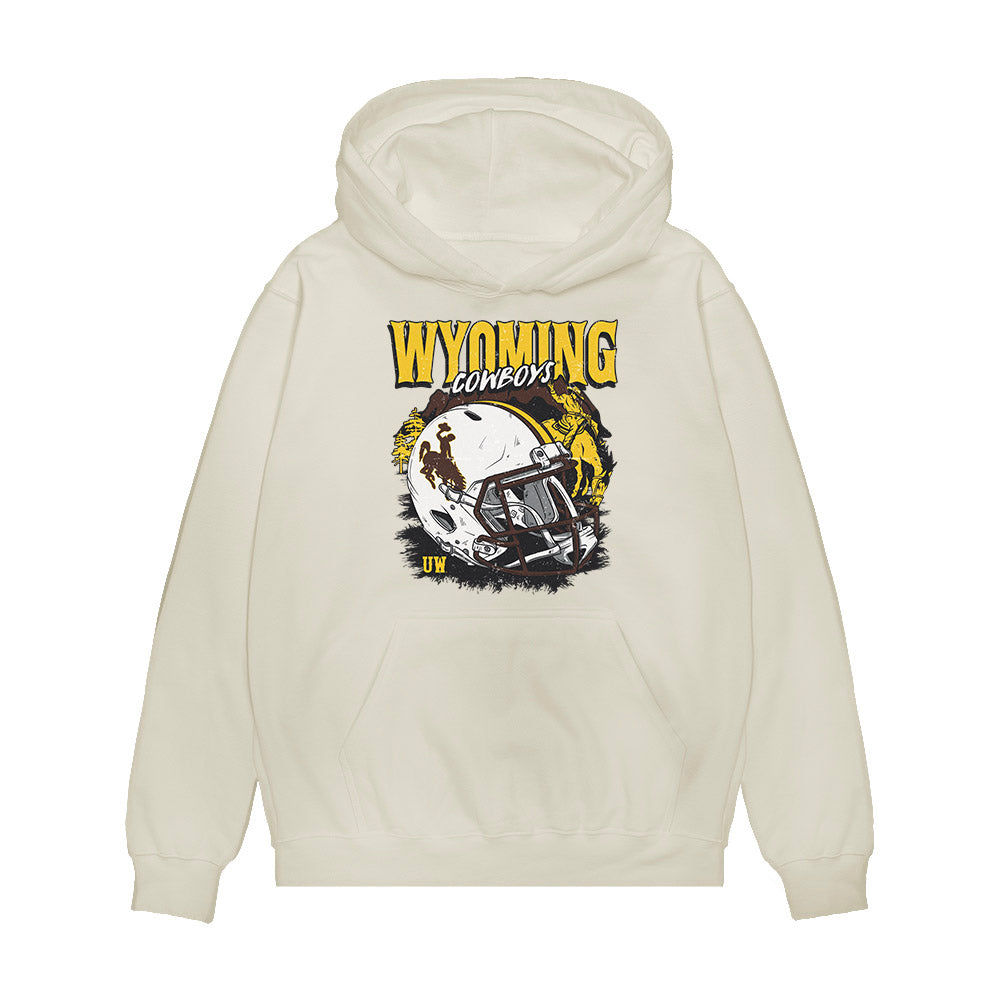 Wyoming - NCAA Football : Damashja Harris - Vintage Helmet Premium Hooded Sweatshirt-0