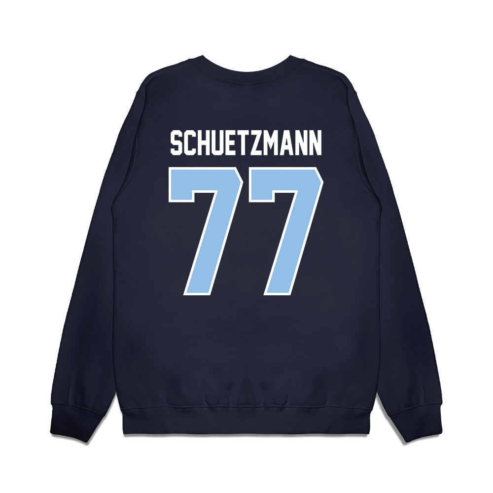 Old Dominion - NCAA Football : Josh Schuetzmann - Vintage Helmet Premium Crewneck Sweatshirt-1