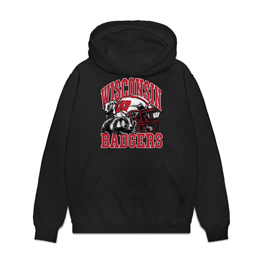 Wisconsin - NCAA Football : Lance Mason - Vintage Helmet Premium Hooded Sweatshirt-0