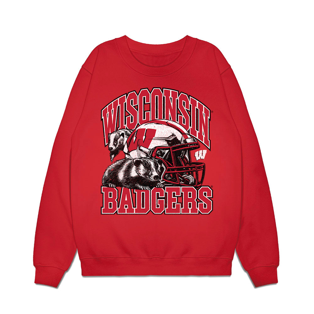Wisconsin - NCAA Football : Carter Smith - Vintage Helmet Premium Crewneck Sweatshirt-0