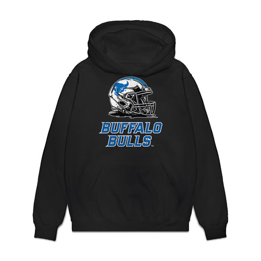 Buffalo - NCAA Football : Saveon Brown - Vintage Helmet Premium Hooded Sweatshirt-0