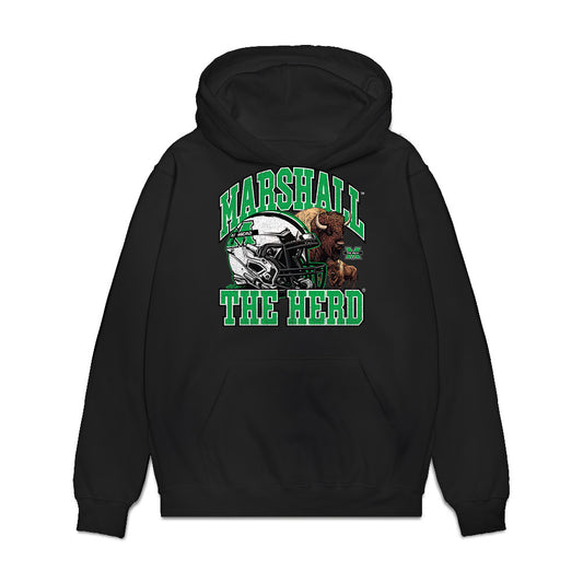 Marshall - NCAA Football : Kelvon McBride - Vintage Helmet Premium Hooded Sweatshirt-0