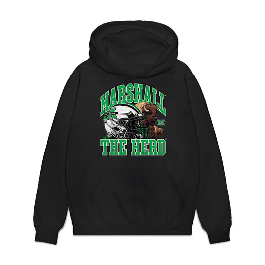 Marshall - NCAA Football : Jamarion Wilcox - Vintage Helmet Premium Hooded Sweatshirt-0
