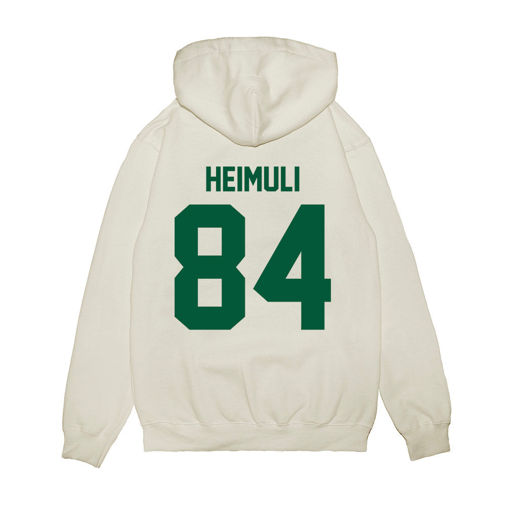 Hawaii - NCAA Football : Jarvis Heimuli - Vintage Helmet Premium Hooded Sweatshirt-1