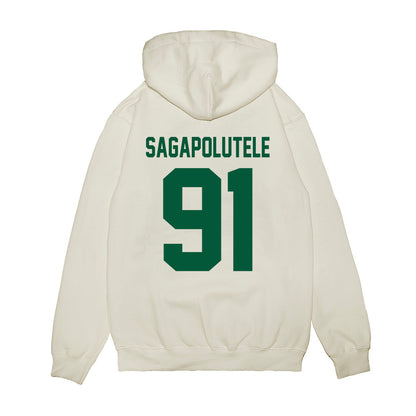 Hawaii - NCAA Football : Joshua sagapolutele - Vintage Helmet Premium Hooded Sweatshirt-1