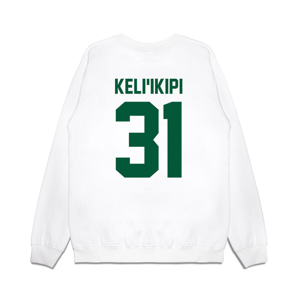 Hawaii - NCAA Football : Tryton Keli'ikipi - Vintage Helmet Premium Crewneck Sweatshirt-1