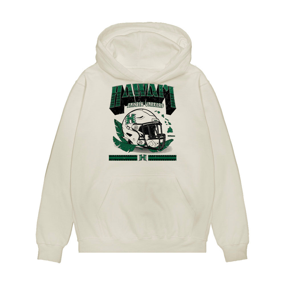 Hawaii - NCAA Football : James Milovale - Vintage Helmet Premium Hooded Sweatshirt-0