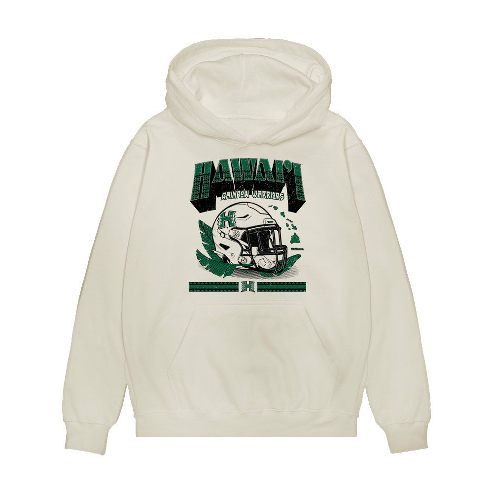 Hawaii - NCAA Football : Dean Briski - Vintage Helmet Premium Hooded Sweatshirt-0