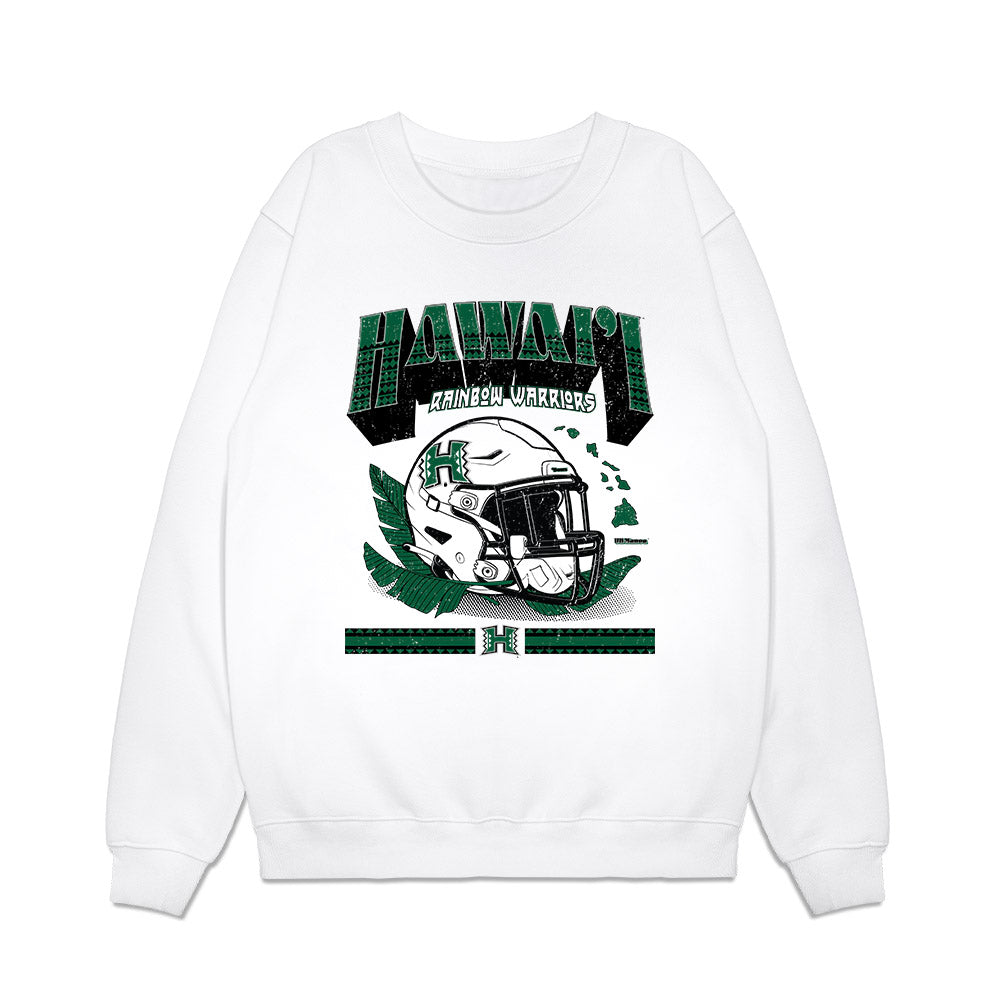 Hawaii - NCAA Football : Jarvis Heimuli - Vintage Helmet Premium Crewneck Sweatshirt-0