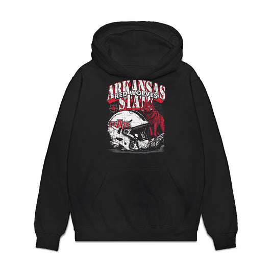 Arkansas State - NCAA Football : Chace Stratford - Vintage Helmet Premium Hooded Sweatshirt-0