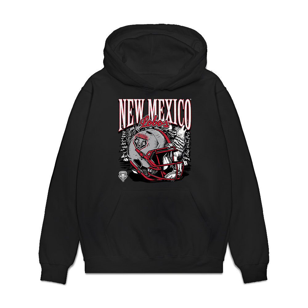 New Mexico - NCAA Football : Devin Brandt-Epps - Vintage Helmet Premium Hooded Sweatshirt-0