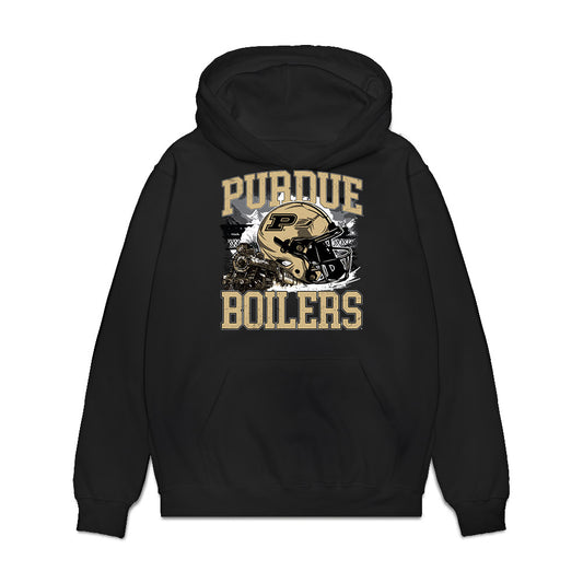 Purdue - NCAA Football : Corey Smith - Vintage Helmet Premium Hooded Sweatshirt-0