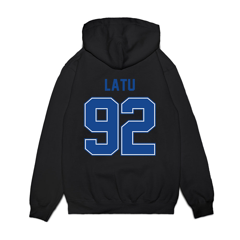 Boise State - NCAA Football : David Latu - Vintage Helmet Premium Hooded Sweatshirt-1