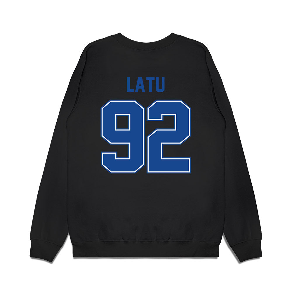 Boise State - NCAA Football : David Latu - Vintage Helmet Premium Crewneck Sweatshirt-1