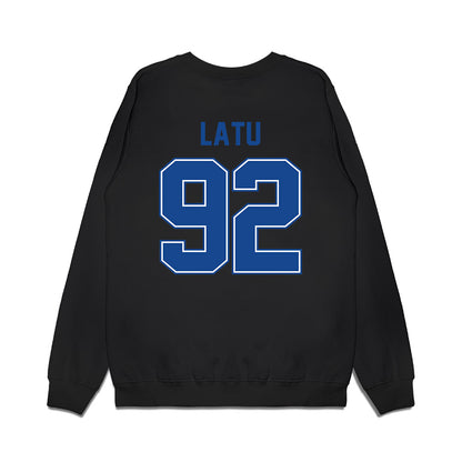 Boise State - NCAA Football : David Latu - Vintage Helmet Premium Crewneck Sweatshirt-1