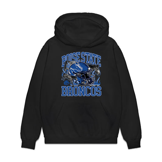 Boise State - NCAA Football : Ryder Swanson - Vintage Helmet Premium Hooded Sweatshirt-0