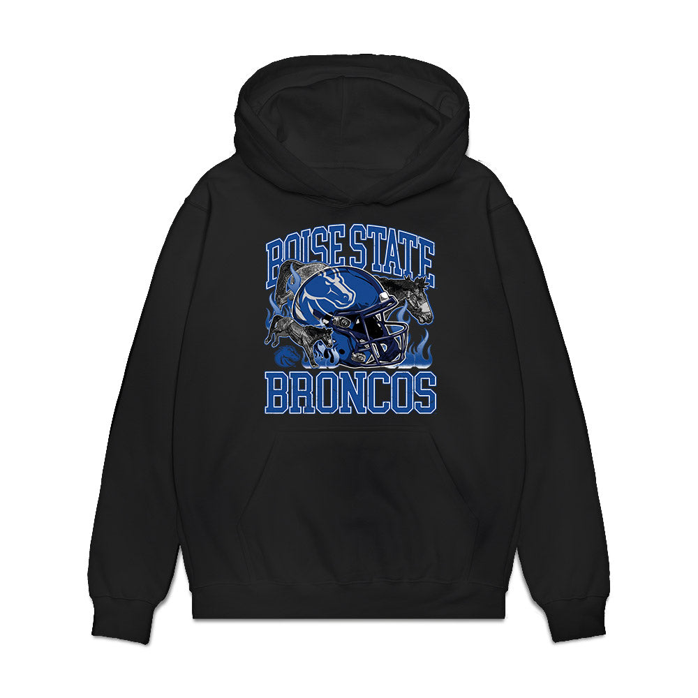 Boise State - NCAA Football : Austin Terry - Vintage Helmet Premium Hooded Sweatshirt-0