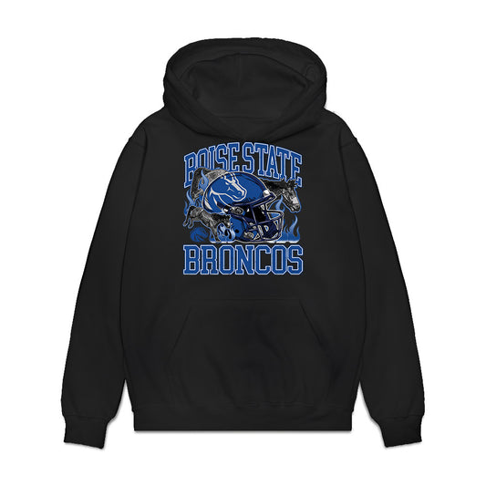 Boise State - NCAA Football : Miles Walker - Vintage Helmet Premium Hooded Sweatshirt-0