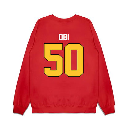 Ferris State - NCAA Football : Chimdindu Obi - Vintage Helmet Premium Crewneck Sweatshirt-1