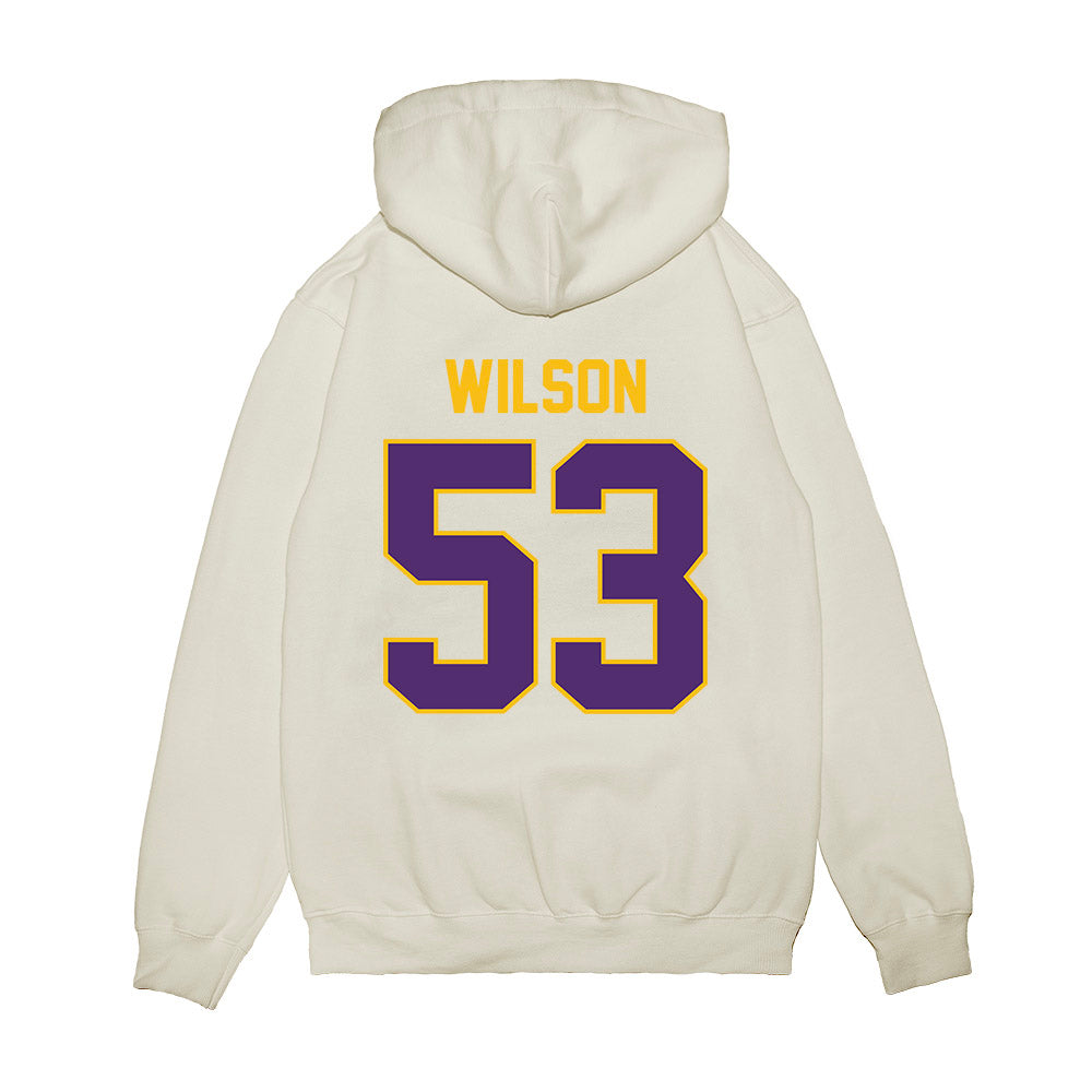 Minn. St. - NCAA Football : Bryan Wilson - Vintage Helmet Premium Hooded Sweatshirt-1