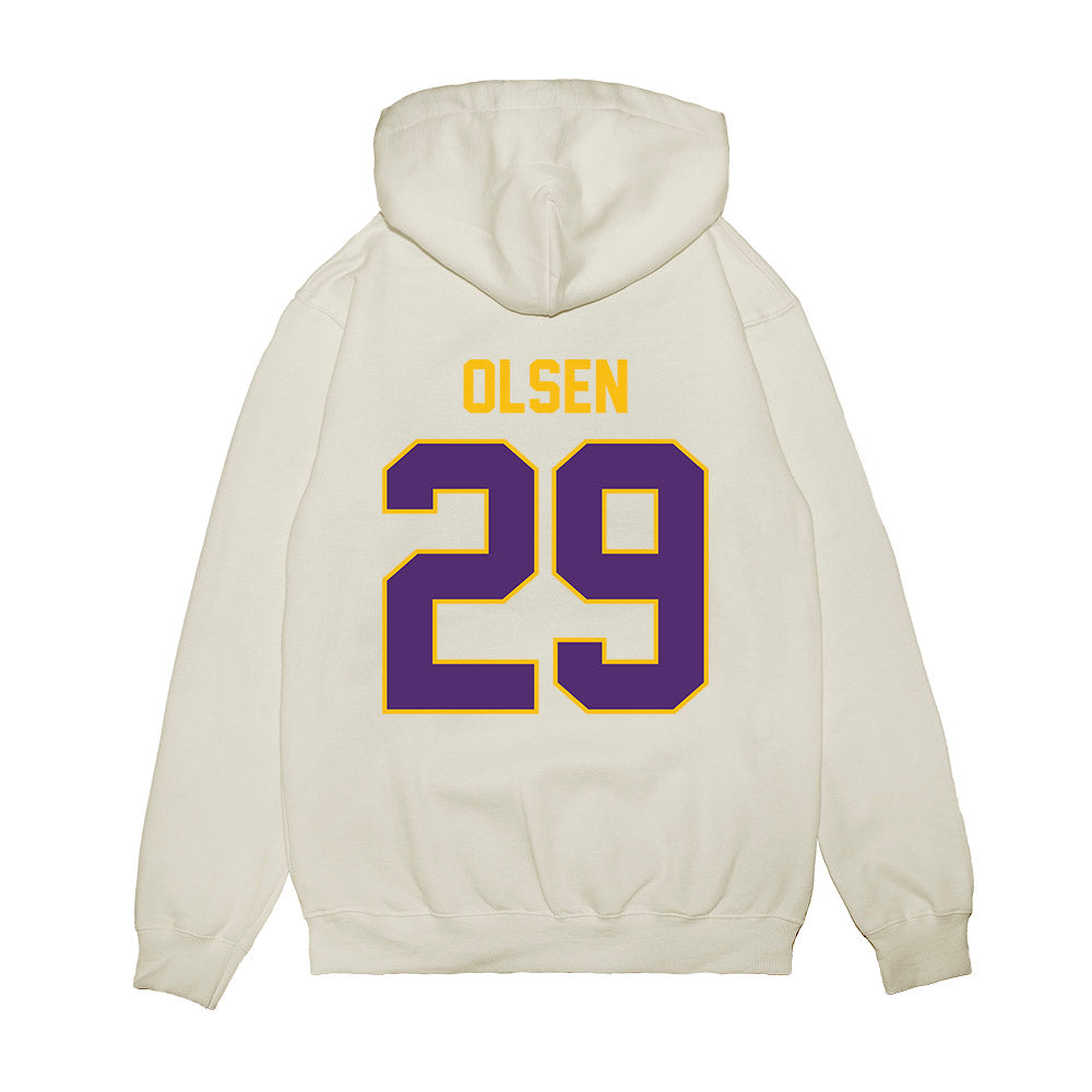 Minn. St. - NCAA Football : Gage Olsen - Vintage Helmet Premium Hooded Sweatshirt-1