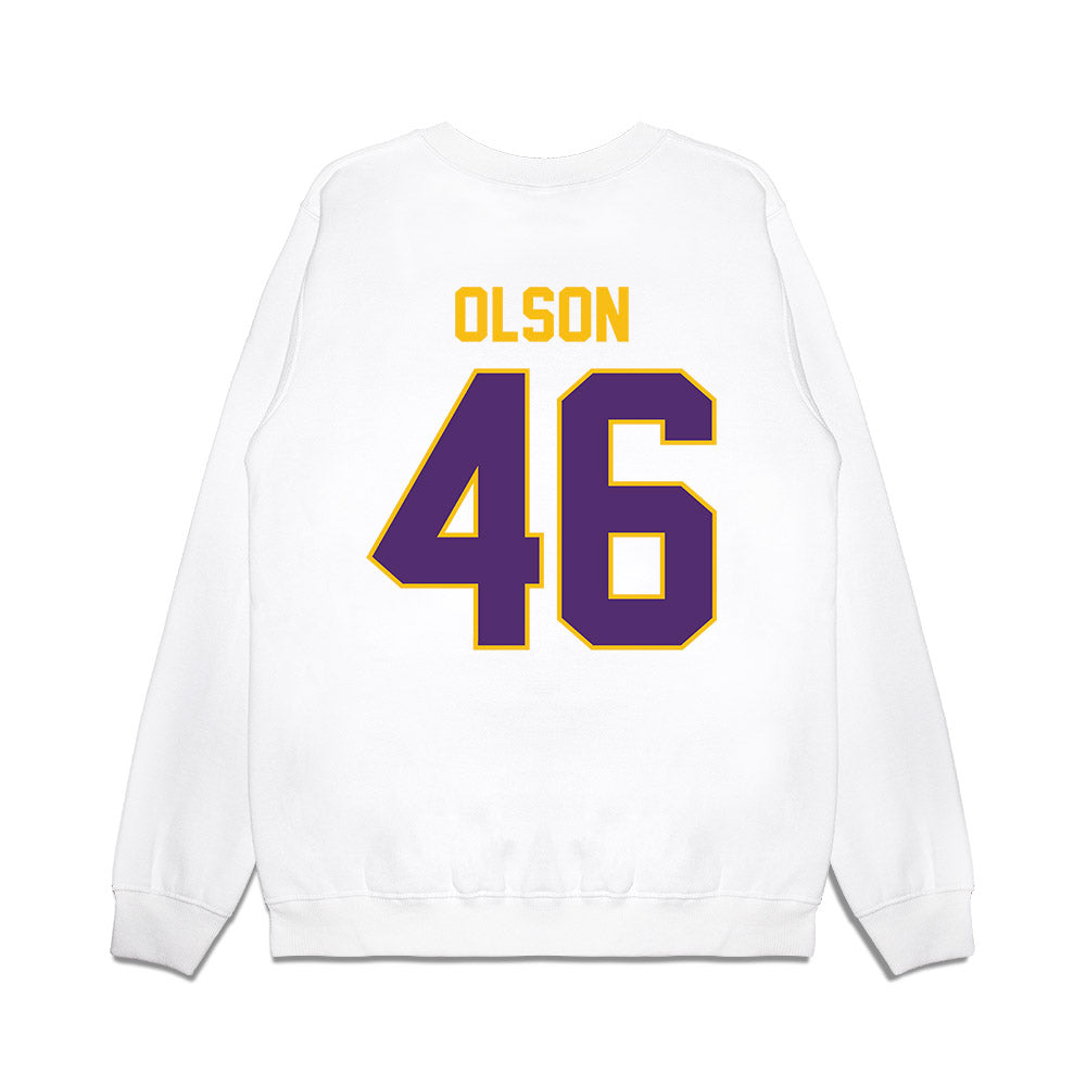 Minn. St. - NCAA Football : Tanner Olson - Vintage Helmet Premium Crewneck Sweatshirt-1