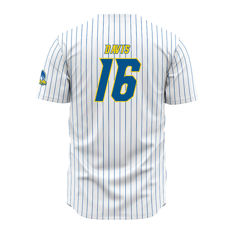 Delaware - NCAA Baseball : Vincent Davis - White Pinstripe Jersey-1