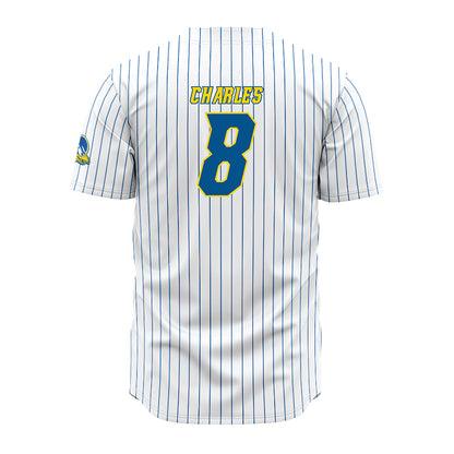 Delaware - NCAA Baseball : Anthony Charles - White Pinstripe Jersey-1